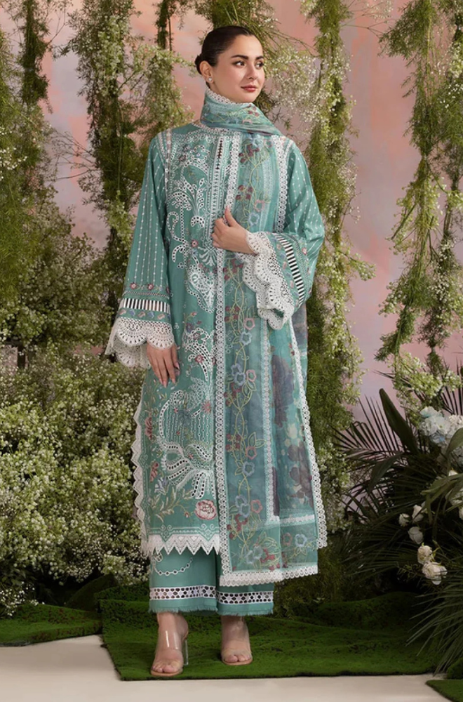 Sobia Nazir - 3PC Unstitch Lawn Embroidered Shirt with Embroidered & Printed Chiffon Dupatta - ES 2151
