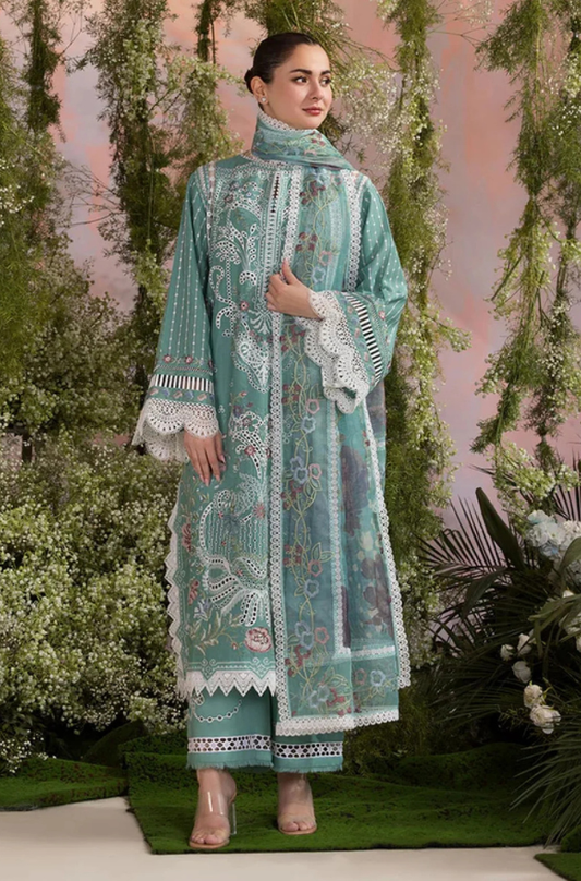 Sobia Nazir - 3PC Unstitch Lawn Embroidered Shirt with Embroidered & Printed Chiffon Dupatta - ES 2151