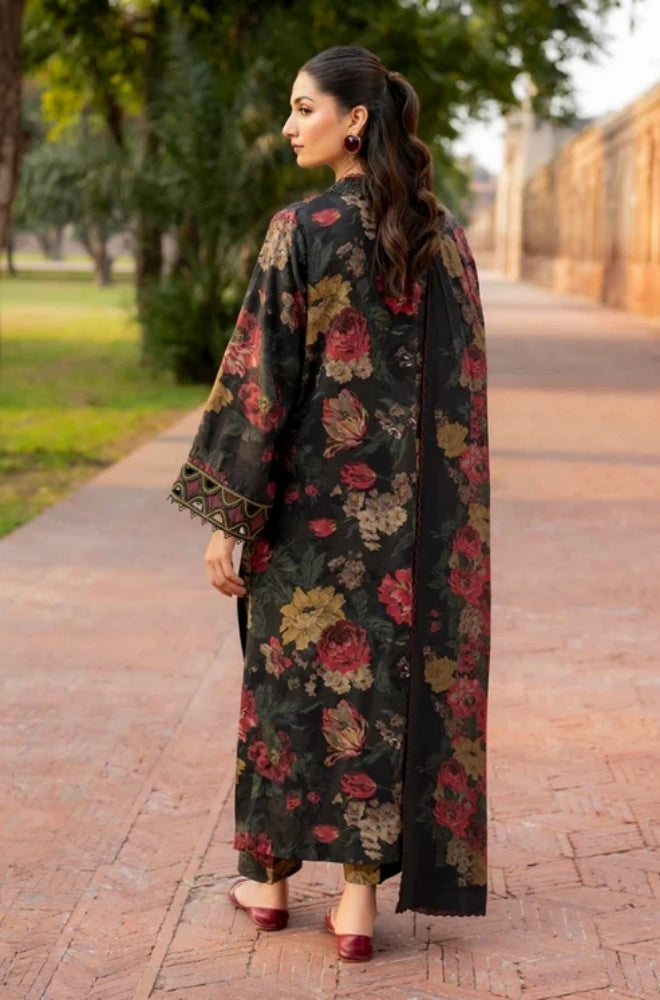 Baroque - 3PC Unstitched Printed Karandi Shirt with Printed Karandi Dupatta and Same Printed Trouser - ES1161