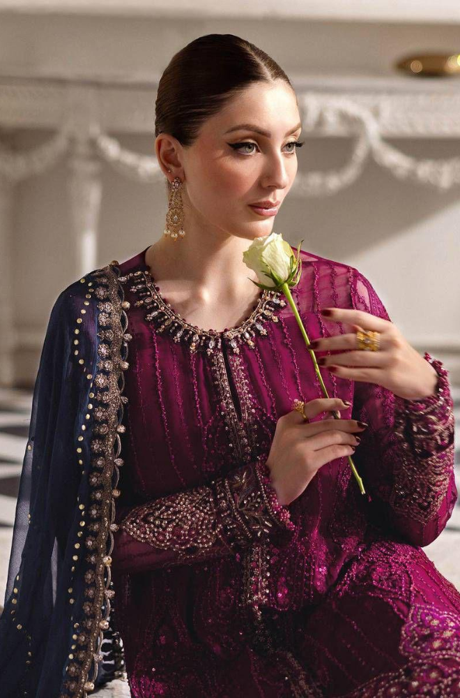 MARIA B - 3PC Unstitched Embroidery Chiffon Dress - ES 2051