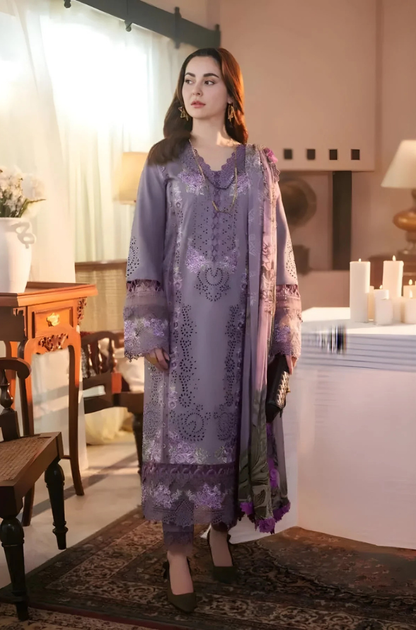 Jade - 3PC Unstitched Lawn Embroidered Shirt with Printed Chiffon Dupatta - ES 1239