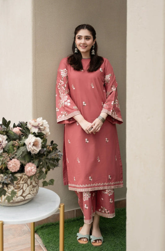 Urge - 2PC Unstitched Lawn Embroidered Shirt with Lawn Trousers - ES1076