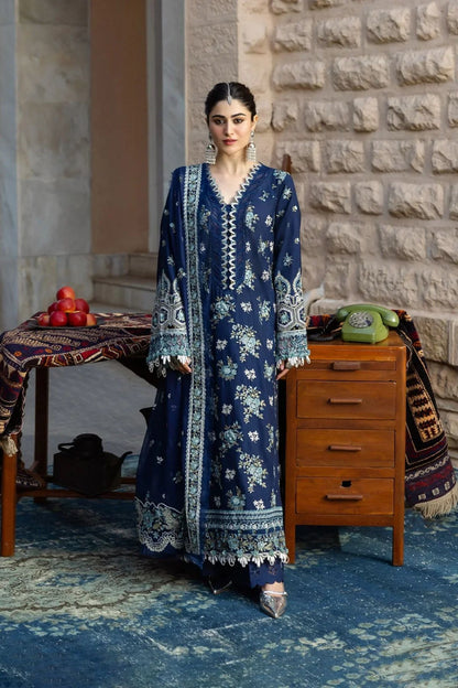 Kahf - 3PC Unstitched Lawn Embroidered Shirt with Embroidered Crinkle Dupatta and Trouser - ES 2228