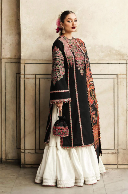 Hussain Rehar - 3PC Unstitched Lawn Embroidered Shirt with Printed Dupatta - ES 2205