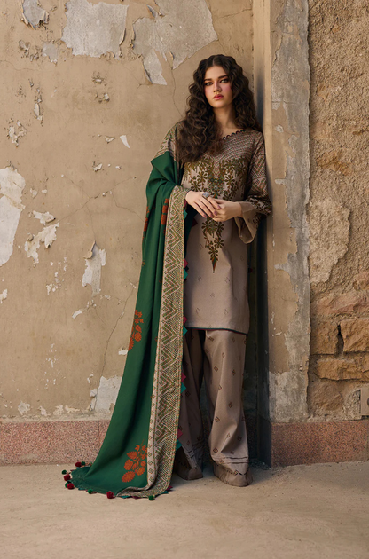 Charizma - 3PC Unstitched Lawn Embroidered Shirt with Chiffon Digital Printed Dupatta - ES 2242