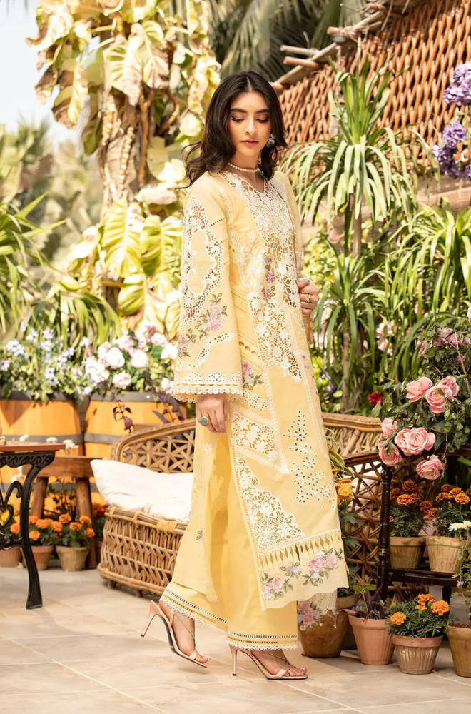 ELAF - 3PC Unstitched Lawn Embroidered Shirt with Slub Net Dupatta - ES 2187