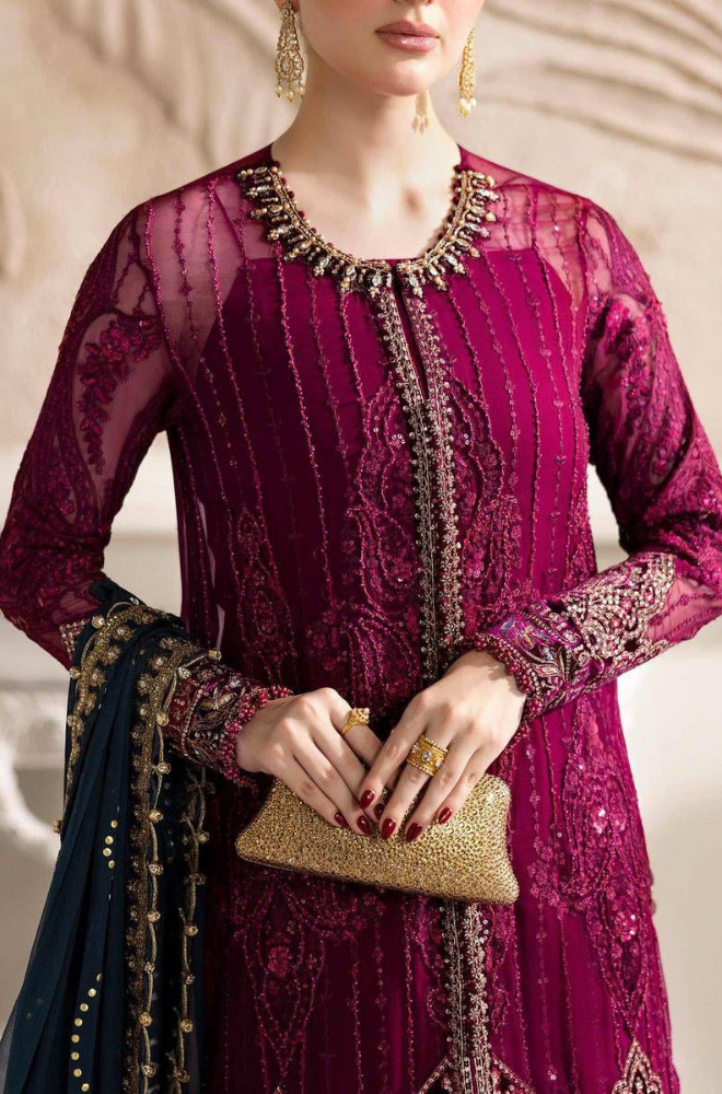 MARIA B - 3PC Unstitched Embroidery Chiffon Dress - ES 2051