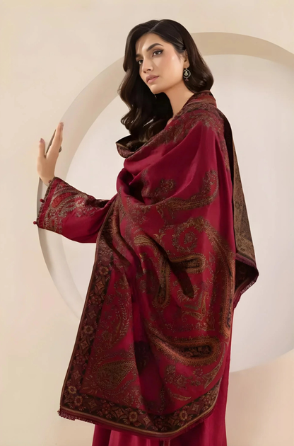 Maria B - 3PC Unstitched Dhanak Embroidered Shirt with Digital Printed Dupatta and Trouser - ES 2117