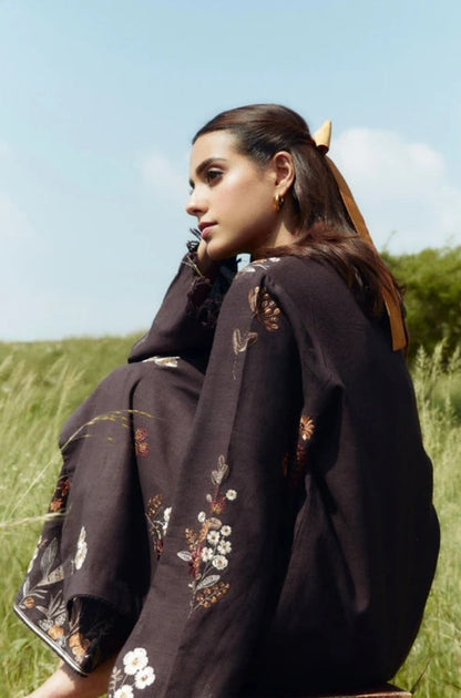 Zara Shah Jahan - 3PC Unstitched Dhanak Embroidered Shirt with Printed  Shawl and Trouser - ES1027