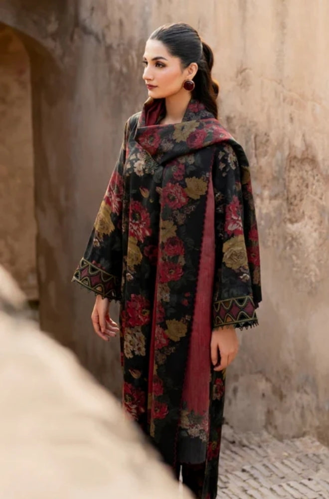 Baroque - 3PC Unstitched Printed Karandi Shirt with Printed Karandi Dupatta and Same Printed Trouser - ES1161