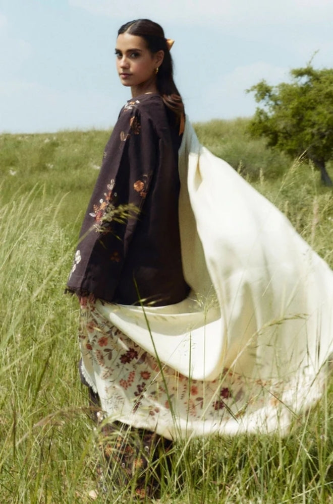 Zara Shah Jahan - 3PC Unstitched Dhanak Embroidered Shirt with Printed  Shawl and Trouser - ES1027