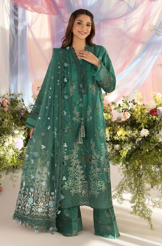 Sobia Nazir - 3PC Unstitch Lawn Embroidered Shirt with Embroidered Bamber Chiffon Dupatta - ES 2156