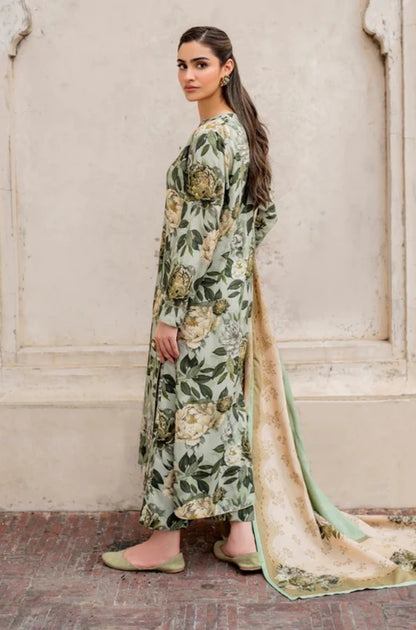 Baroque - 3PC Unstitched Printed Karandi Shirt with Printed Karandi Dupatta and Same Printed Trouser - ES1160