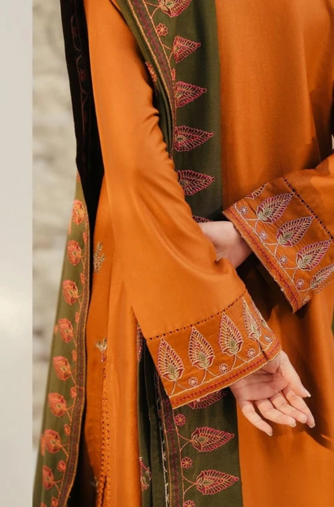 Beechtree - 3PC Unstitched Dhanak Embroidered Shirt with Dhanak Embroidered Dupatta and Trouser - ES1150