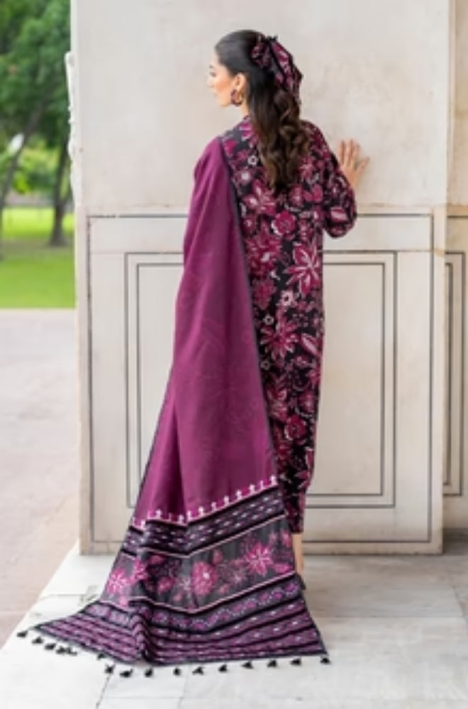 Baroque - 3PC Unstitched Printed Karandi Shirt with Printed Karandi Dupatta and Same Printed Trouser - ES1167