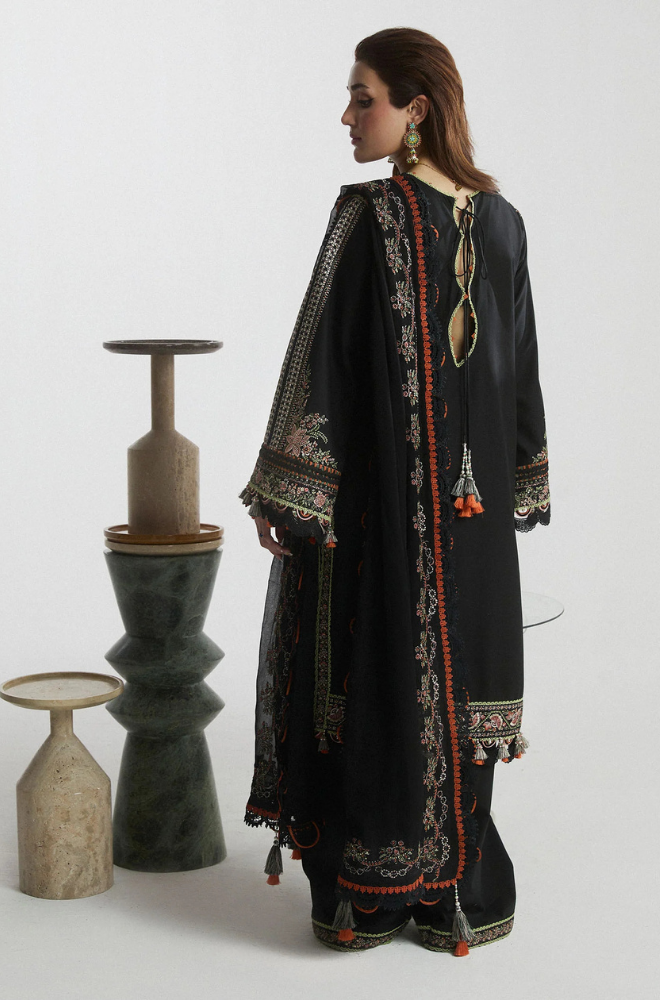 Hussain Rehar - Lawn 3PC Unstitched Embroidered Shirt with Embroidered Crinkle Dupatta - ES 2211