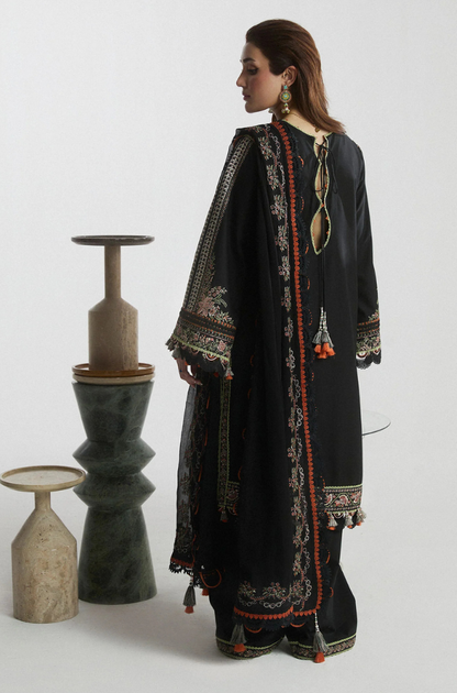 Hussain Rehar - Lawn 3PC Unstitched Embroidered Shirt with Embroidered Crinkle Dupatta - ES 2211