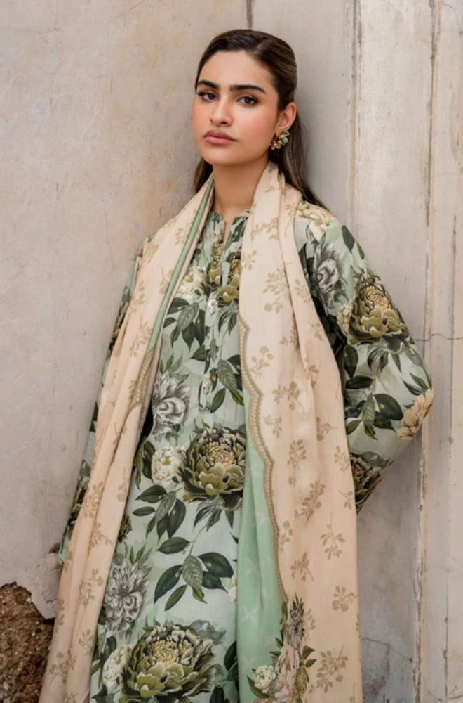 Baroque - 3PC Unstitched Printed Karandi Shirt with Printed Karandi Dupatta and Same Printed Trouser - ES1160