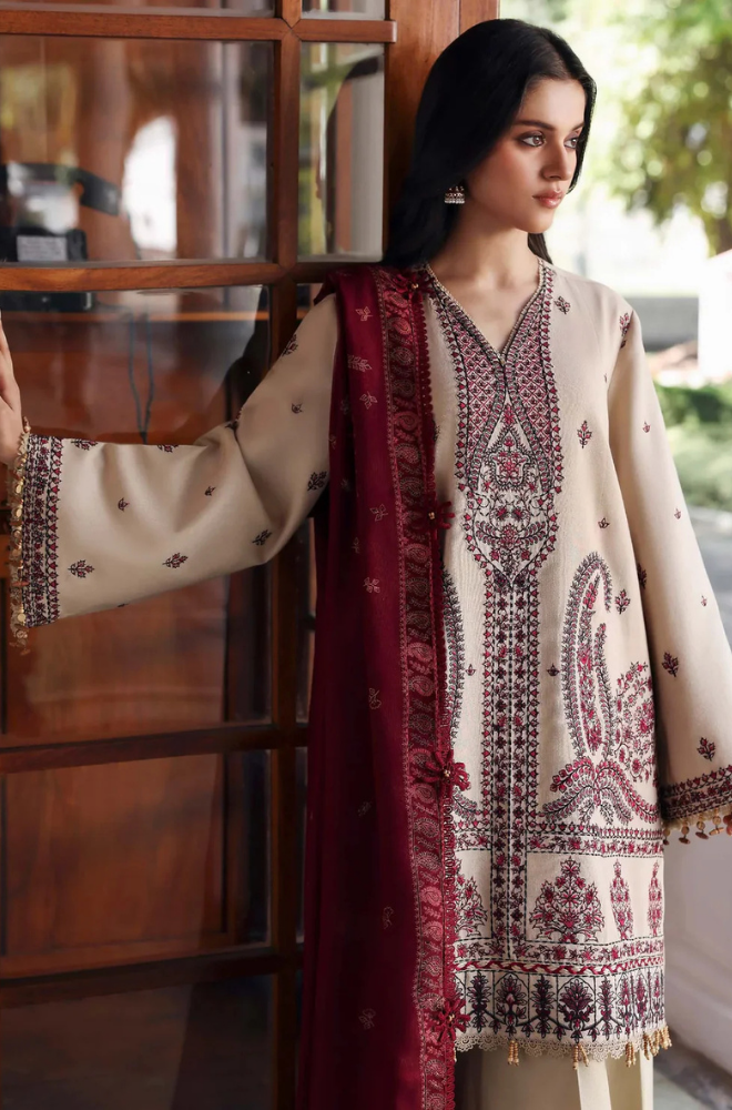Amaris - 3PC Unstitched Lawn Embroidered Shirt with Embroidered Crinkle Dupatta - ES 2206