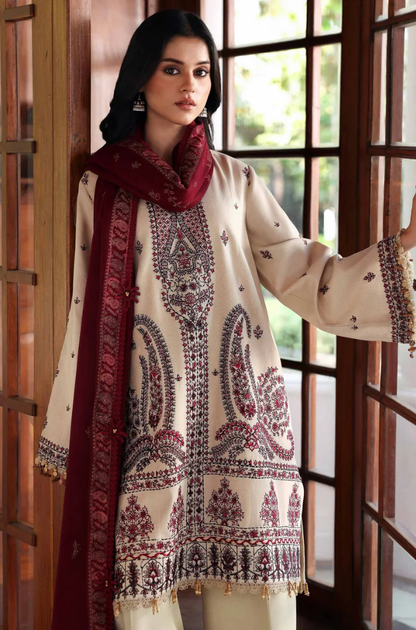 Amaris - 3PC Unstitched Lawn Embroidered Shirt with Embroidered Crinkle Dupatta - ES 2206