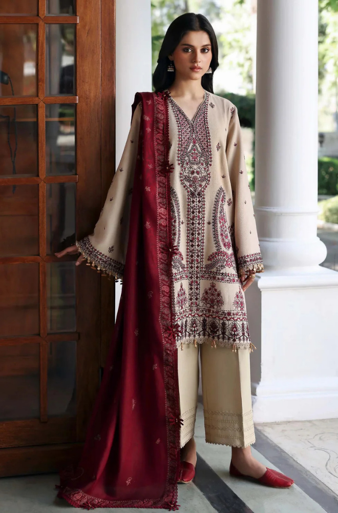 Amaris - 3PC Unstitched Lawn Embroidered Shirt with Embroidered Crinkle Dupatta - ES 2206