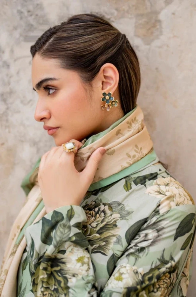 Baroque - 3PC Unstitched Printed Karandi Shirt with Printed Karandi Dupatta and Same Printed Trouser - ES1160
