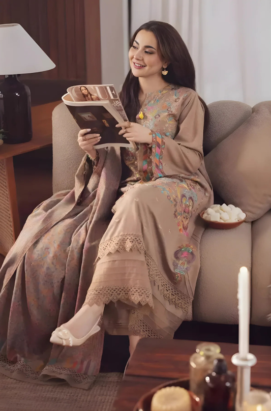 Nishat - 3PC Unstitched Dhanak Embroidered Shirt with Digital Printed Dupatta - ES 2123