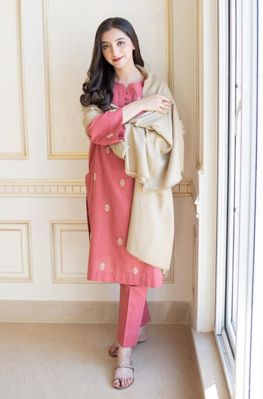 Aisling - 3PC Unstitched Dhanak Embroidered Shirt with Dhanak Shawl and Trouser - ES1194