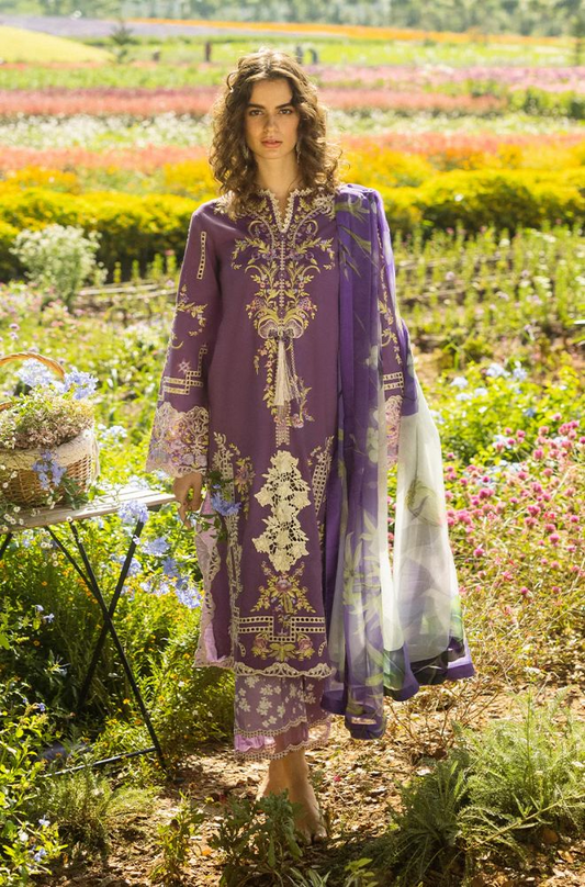 Mushq - 3PC Lawn Embroidered Shirt with Printed Silk Dupatta (Unstitched) - ES-1419