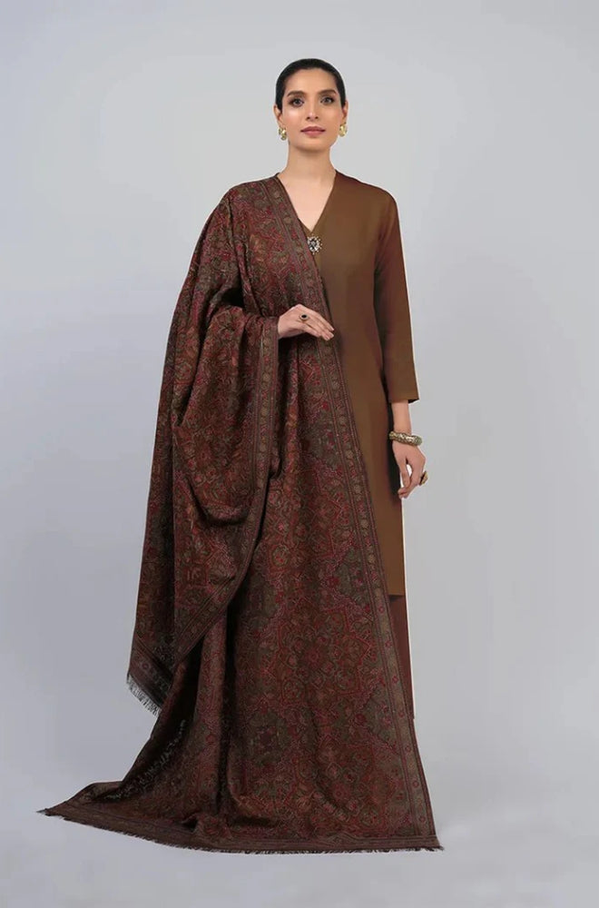 Bareeze - 3PC Unstitched Dhanak Embroidered Shirt With Dhanak Embroidered Shawl and Trouser - ES 1790