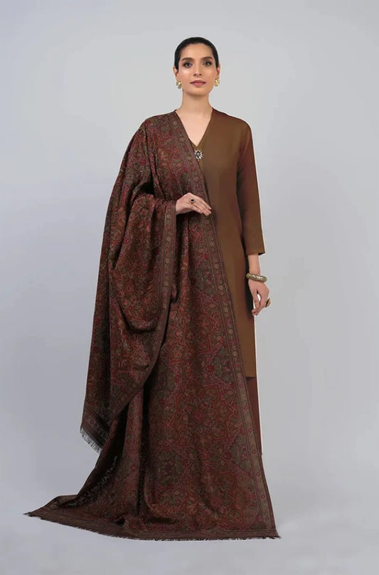 Bareeze - 3PC Unstitched Dhanak Embroidered Shirt With Dhanak Embroidered Shawl and Trouser - ES 1790