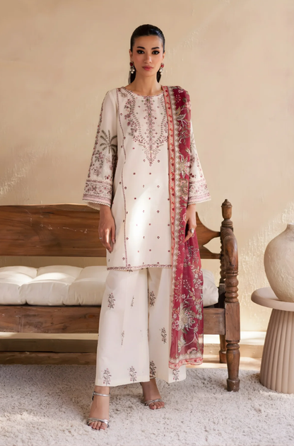 Batik - 3PC Unstitched Lawn Embroidered Shirt with Monark Digital Printed Dupatta and Embroidered Trouser -ES2001