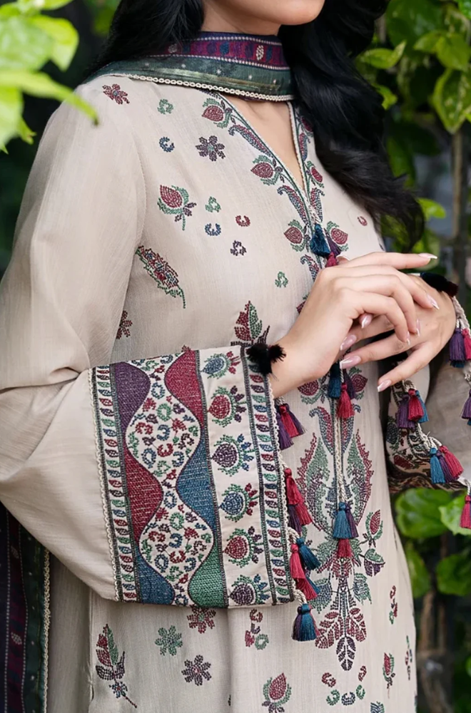 Embroidered Dhanak Unstitched 3PC Set - ES1759