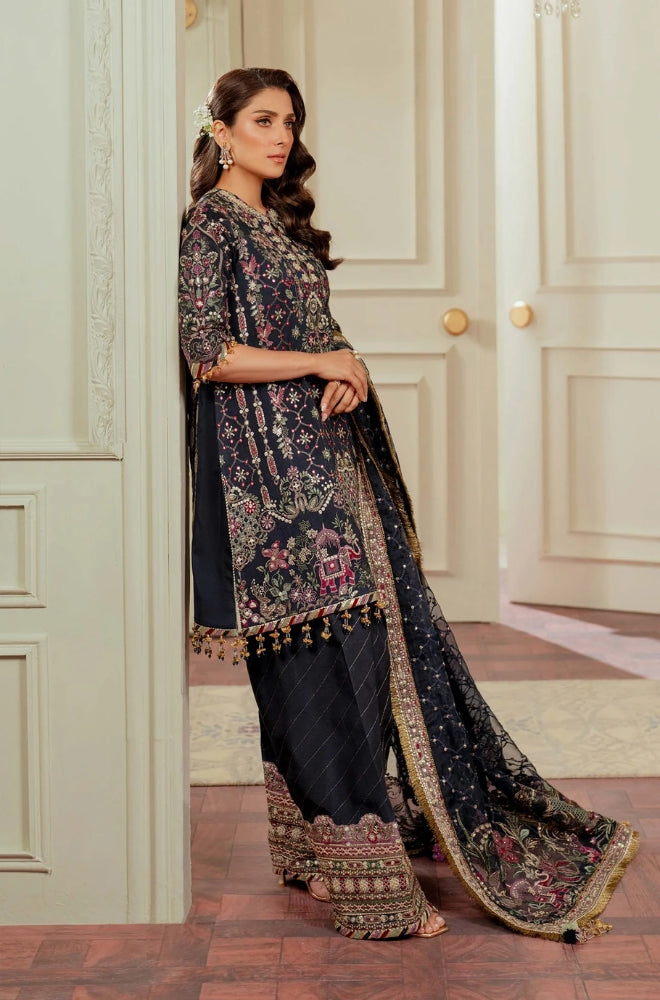 Baroque -  Front Fully Heavy Embroidered On Raw Silk Spangle Work With Organza Fully Heavy Embroidered Spangle Work Dupatta - ES 2010