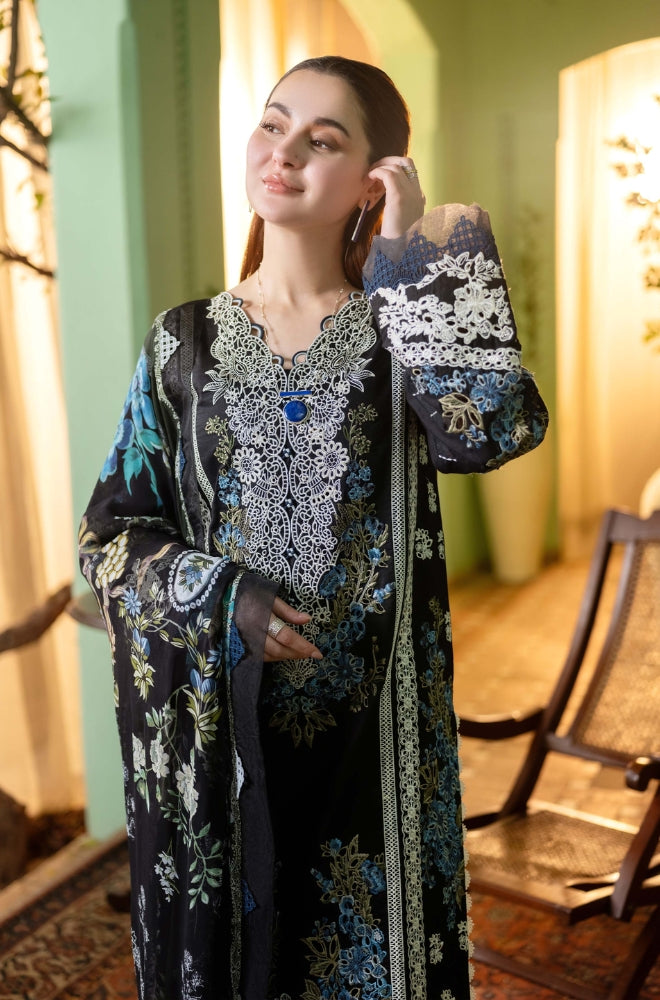 JADE - 3PC Fully Embroidered Front With Digital Printed Khaddi Net Dupatta - ES 1801