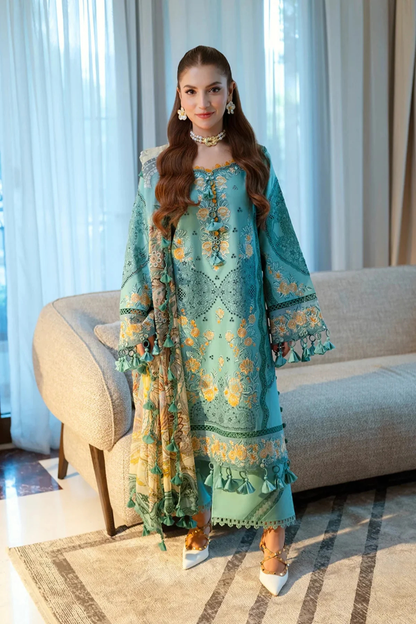 Jade - 3PC Unstitched Lawn Embroidered Shirt with Digital Printed Monark Dupatta and Trouser - ES 2230