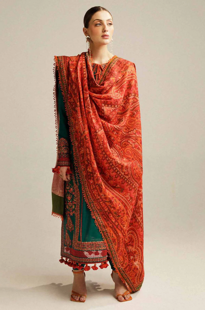 Embroidered Dhanak Unstitched 3PC Set - ES1754