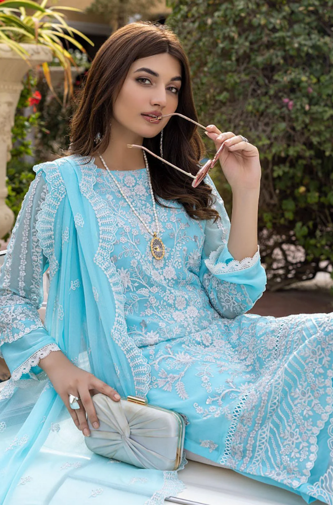 Azure - Heavy Embroidered Organza - ES1770