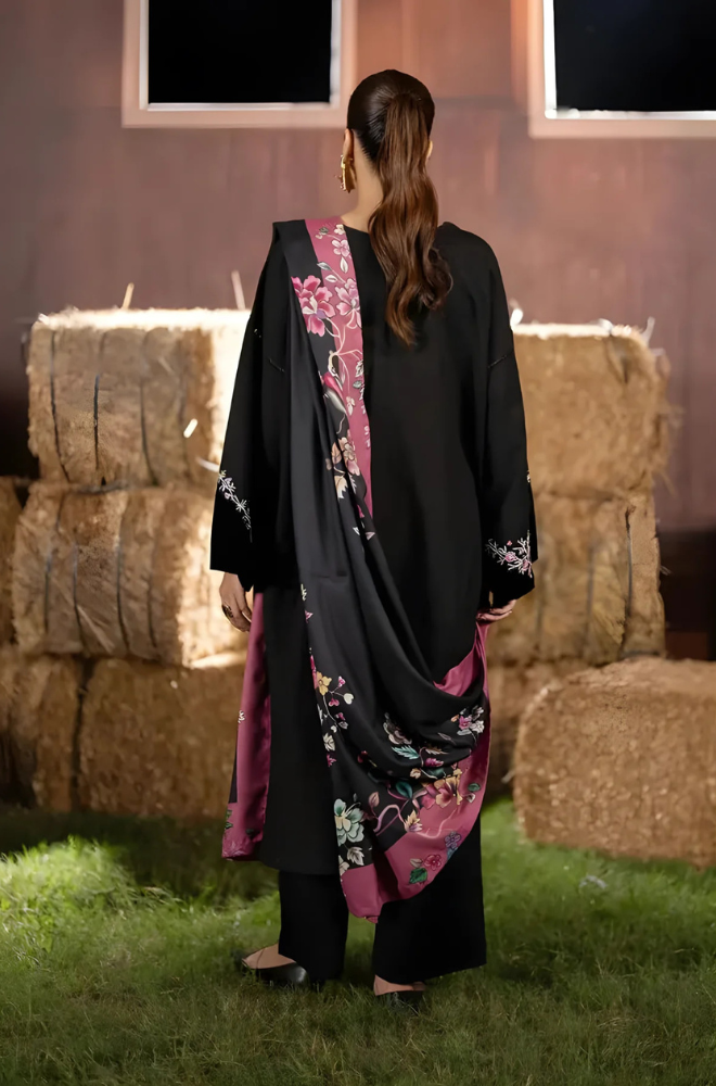 Maryam N Marya - 3PC Khaddar Embroidered Shirt with Digital Printed Dupatta and Trouser - ES 2101