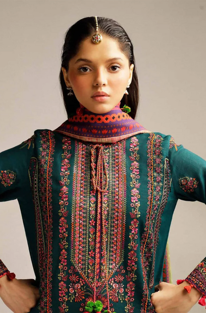 Embroidered Dhanak Unstitched 3PC Set - ES1757