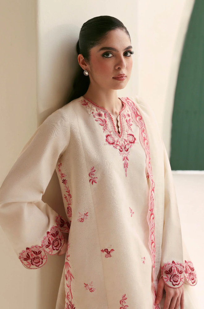 Republic - 3PC Unstitched Dhanak Embroidered Shirt with Dhanak Embroidered Dupatta and Trouser-8005