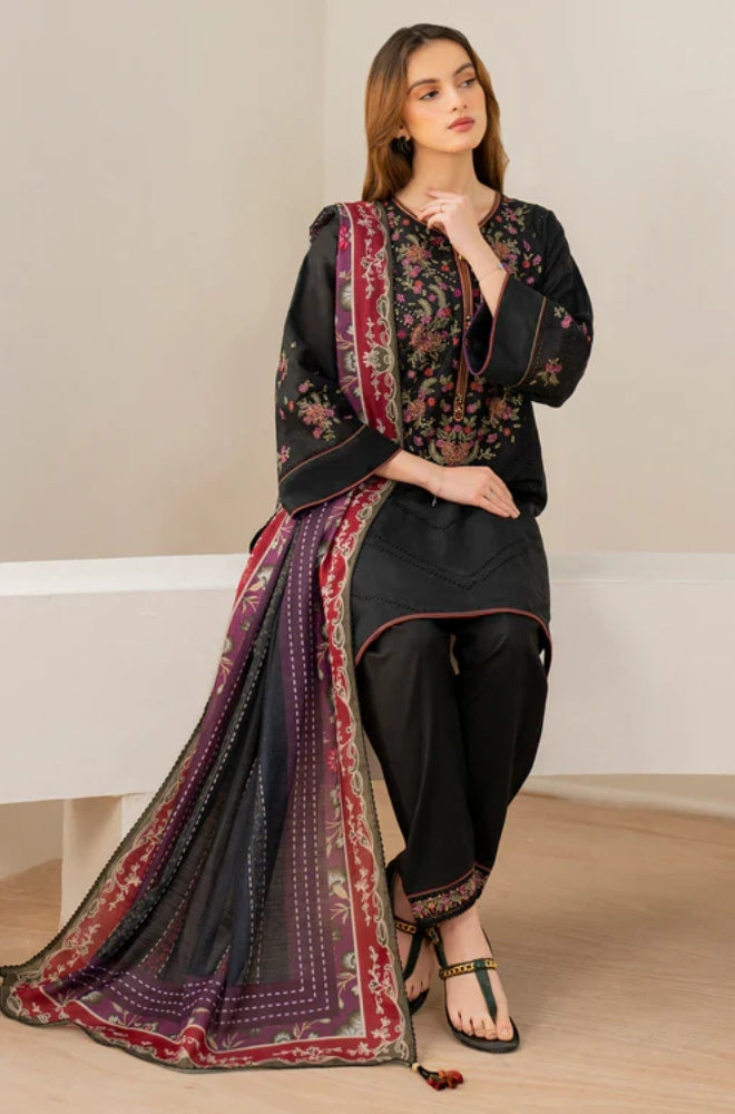 Jazmin - 3PC Unstitched Dhanak Embroidered Shirt with Kotrai Digital Printed Shawl - ES 1809