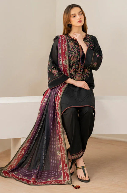 Jazmin - 3PC Unstitched Dhanak Embroidered Shirt with Kotrai Digital Printed Shawl - ES 1809