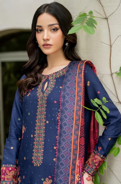 Embroidered Dhanak Unstitched 3PC Set - ES1753