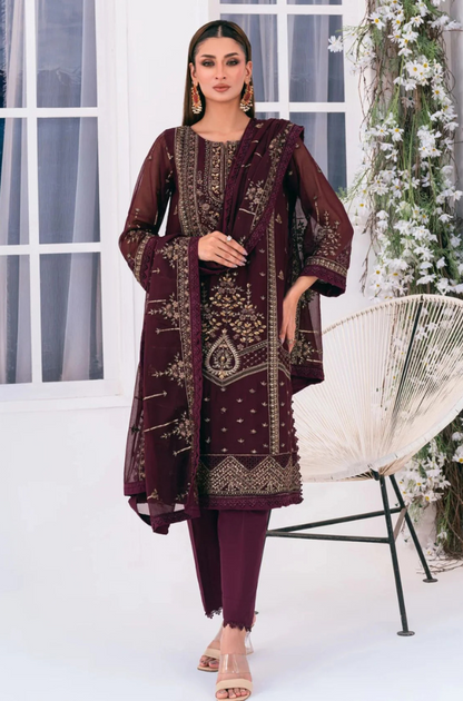 Formal Collection - Noorma Kaamal - Lallaria Embroidered Chiffon Suit Unstitched ES-1713