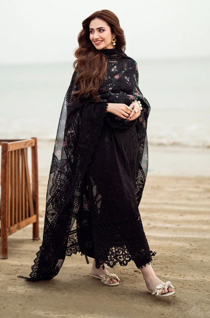 NUREH - 3PC LAWN EMBROIDERED SHIRT WITH CHIFFON PRINTED EMBROIDERED DUPATTA AND TROUSER -ES1313