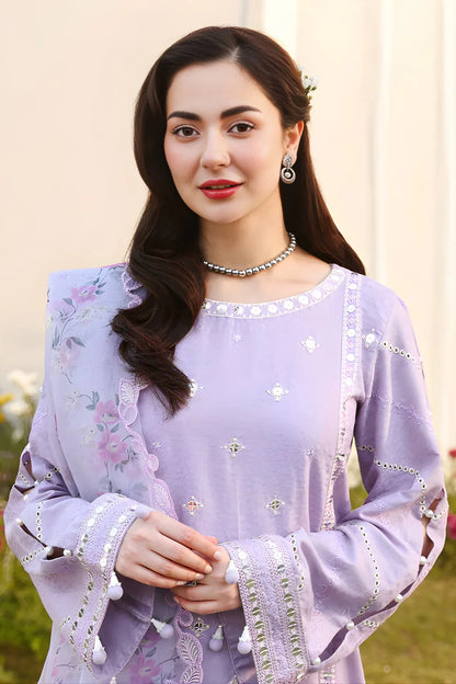 Allys - 3PC Unstitched Lawn Embroidered Shirt with Digital Printed Monark Dupatta and Trouser-ES 2404