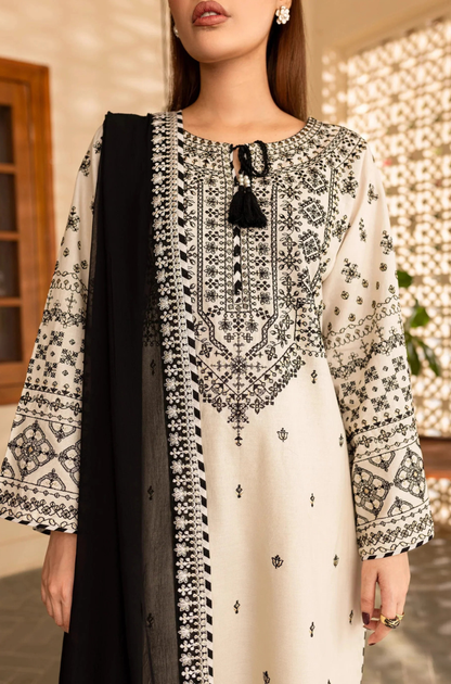 Batik - 3PC Unstitched Lawn Embroidered Shirt with Embroidered Crinkle Dupatta - ES 2243