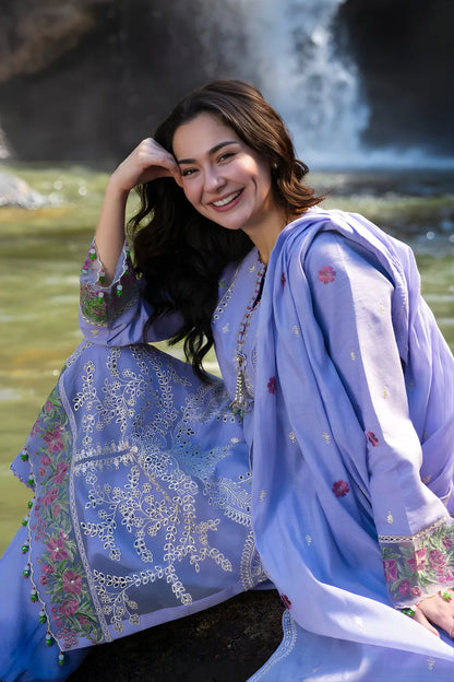 Al Karam - 3PC Unstitched Lawn Embroidered Shirt with Digital Printed Monar Dupatta and Trouser -ES 2407