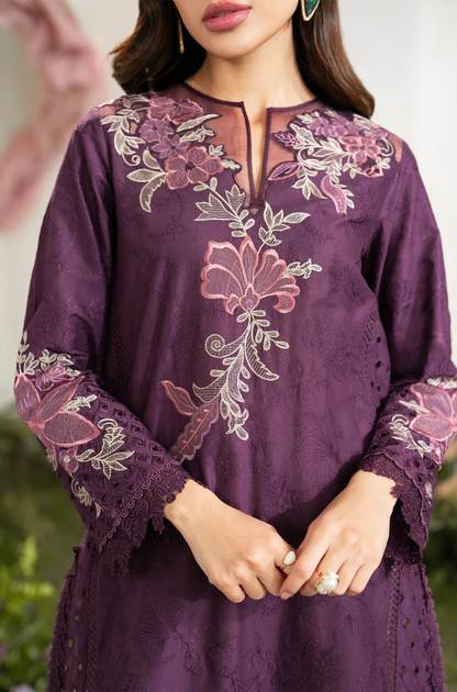 Iznik - 3PC Unstitched Lawn Embroidered Shirt with Printed Chiffon Dupatta - ES 2165
